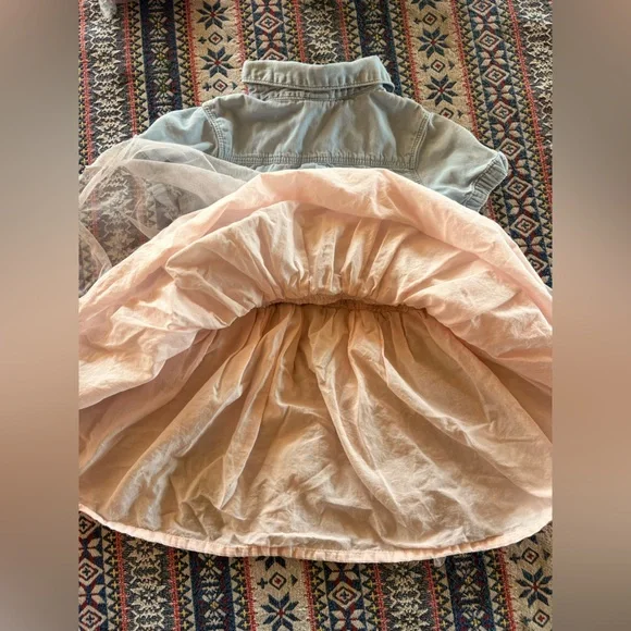 Oshkosh Girls Denim Short Sleeve Dress with Bows and Tulle - Picture 7 of 8